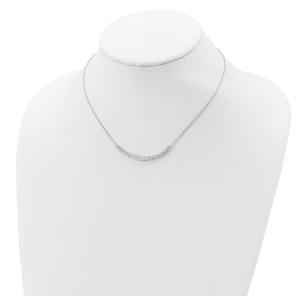 Sterling Silver Rhodium-plated CZ w/2in ext. Bar Necklace