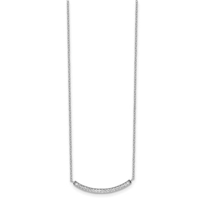 Sterling Silver Rhodium-plated CZ Fancy Bar Necklace