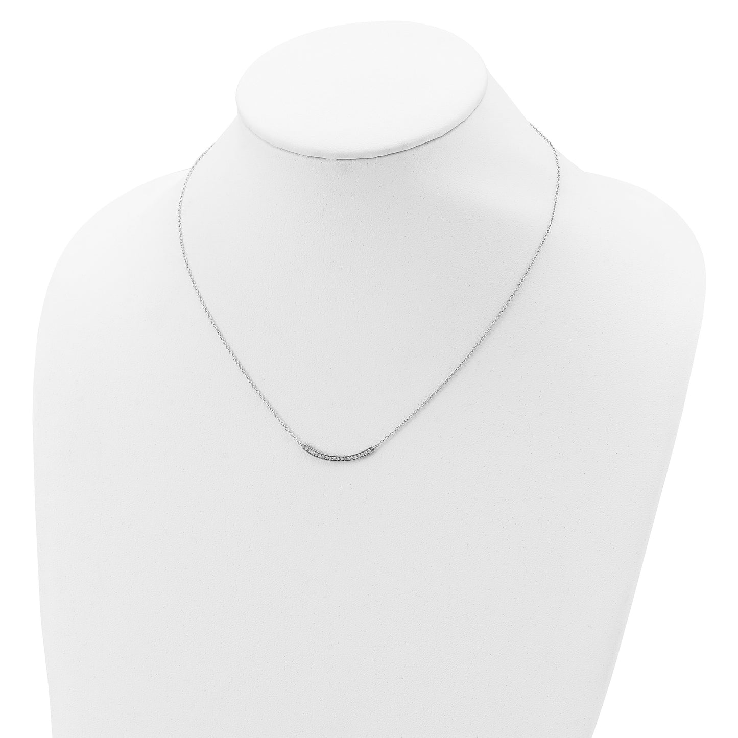 Sterling Silver Rhodium-plated CZ Fancy Bar Necklace