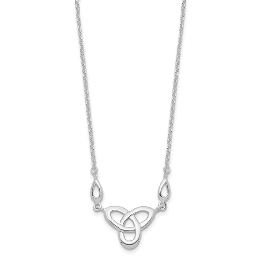 Sterling Silver Rhodium-plated Polished Celtic Knot 16 inch Necklace with 1.5 inch extension