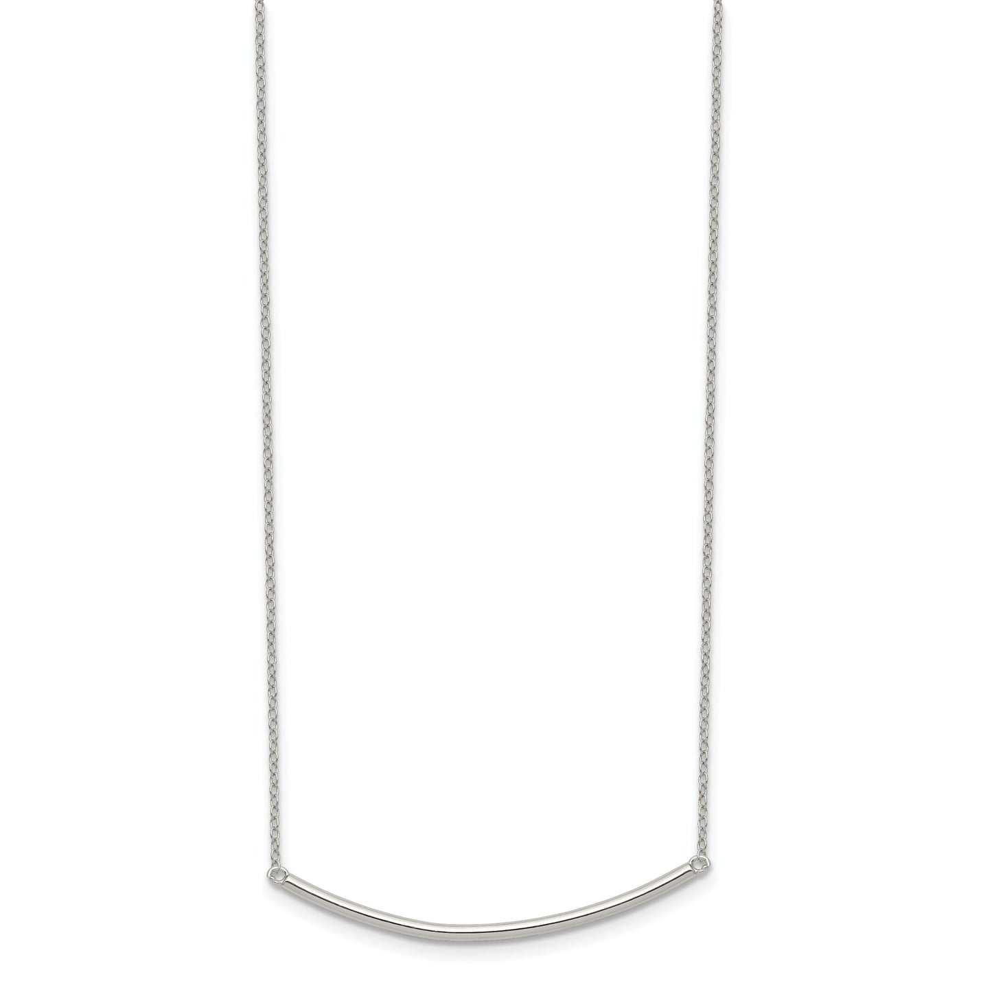 Sterling Silver Rhodium-plated Polished w/1 inch ext. Bar Necklace
