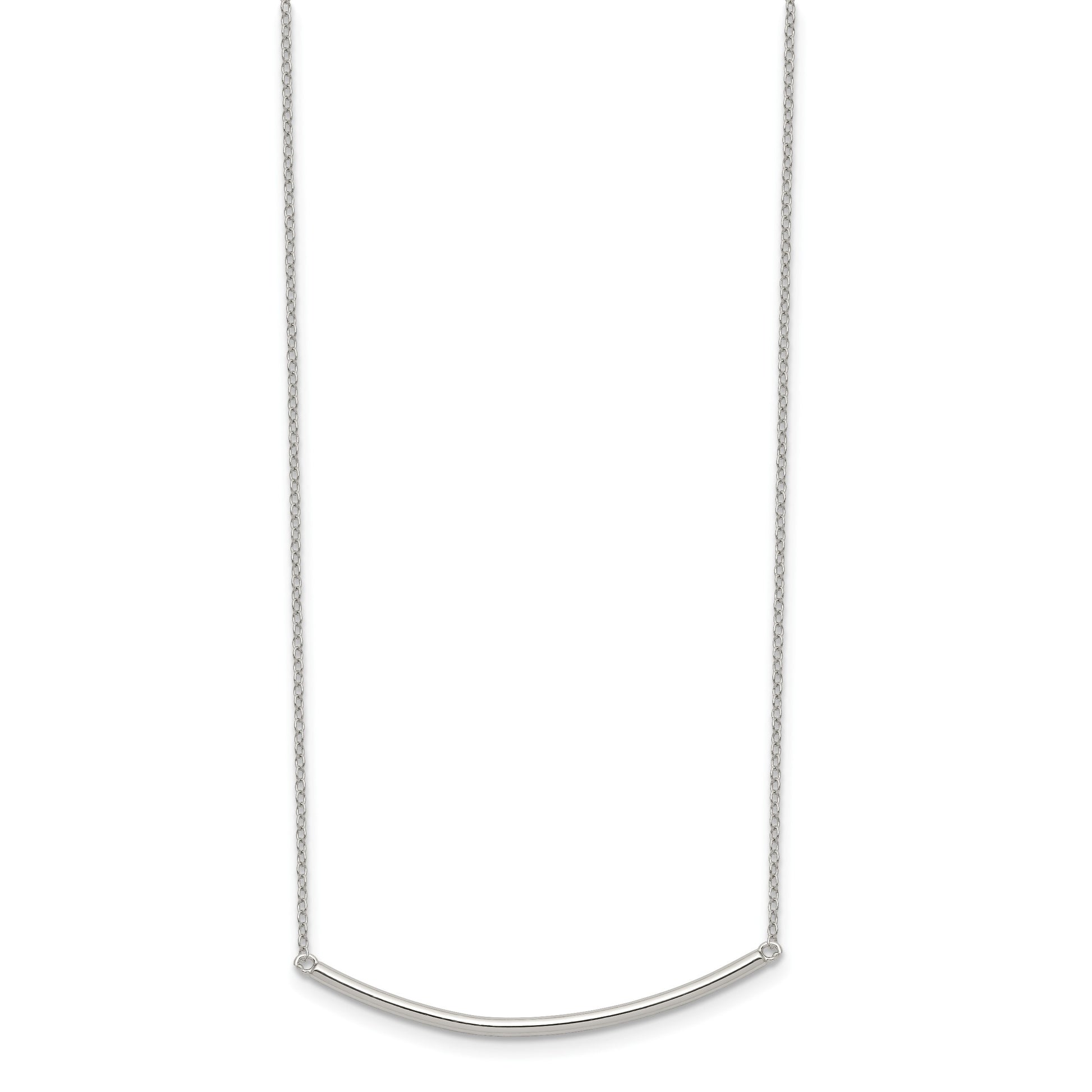 Sterling Silver Rhodium-plated Polished w/1 inch ext. Bar Necklace