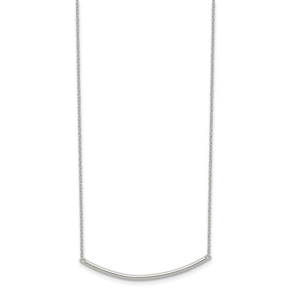 Sterling Silver Rhodium-plated Polished w/1 inch ext. Bar Necklace