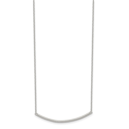 Sterling Silver Rhodium-plated Polished w/1 inch ext. Bar Necklace
