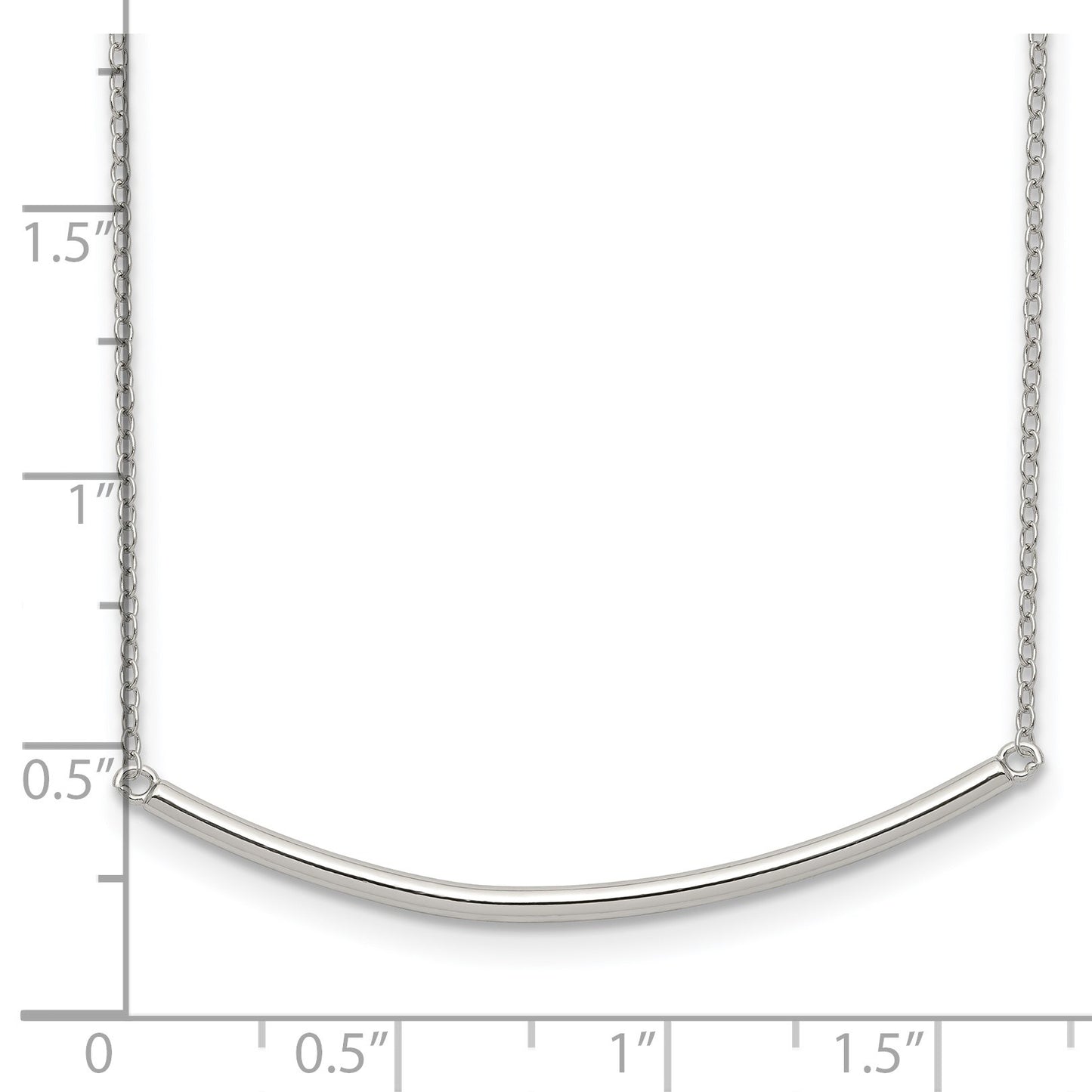 Sterling Silver Rhodium-plated Polished w/1 inch ext. Bar Necklace