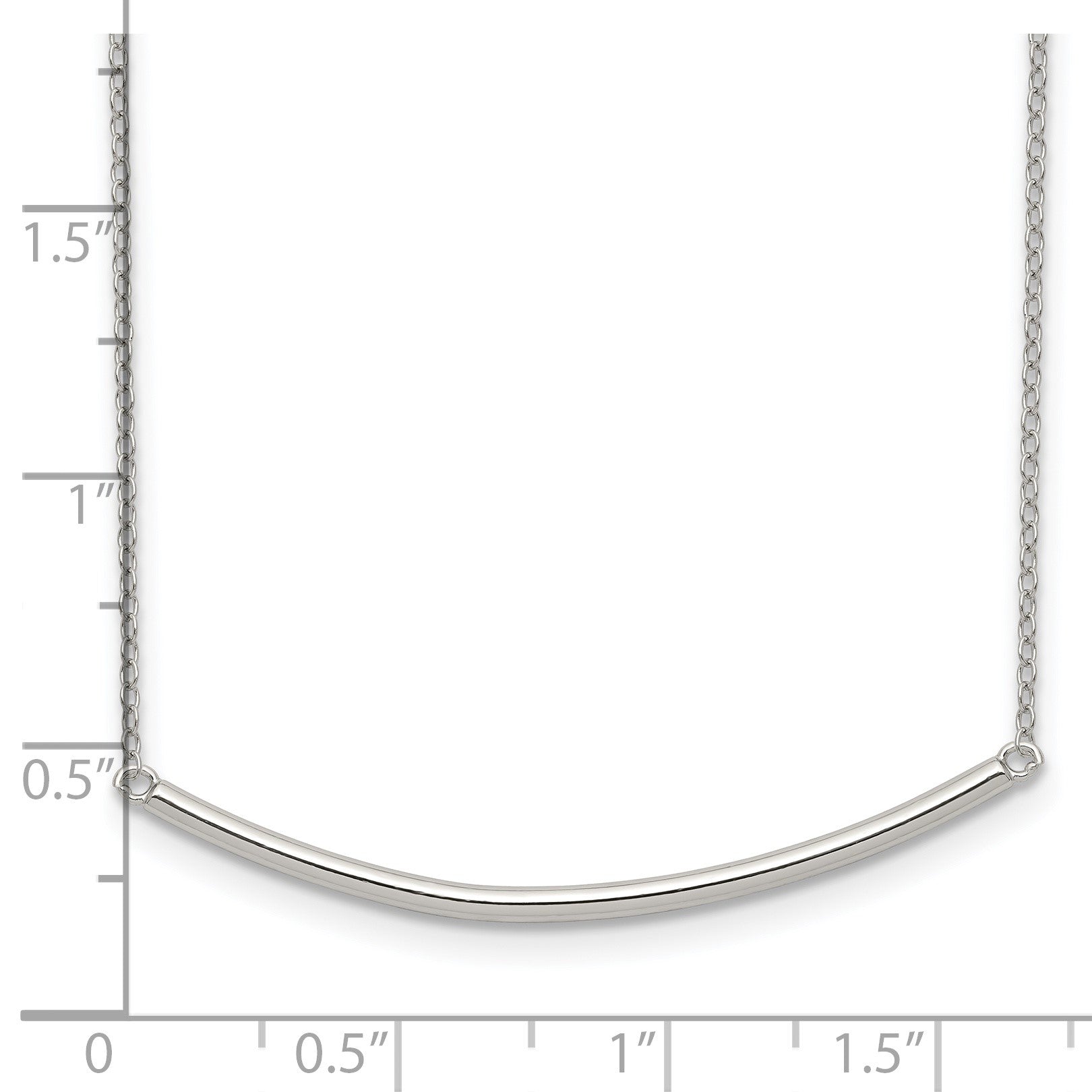 Sterling Silver Rhodium-plated Polished w/1 inch ext. Bar Necklace