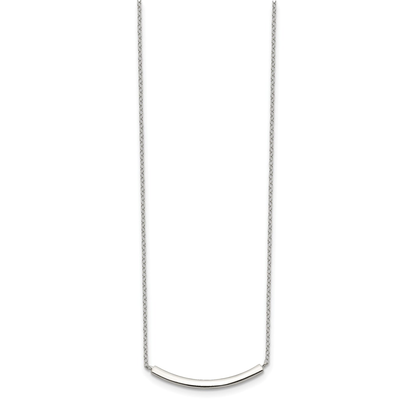 Sterling Silver Rhodium-plated w/2in ext. Bar Necklace