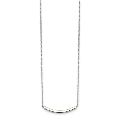 Sterling Silver Rhodium-plated w/2in ext. Bar Necklace