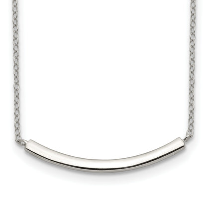 Sterling Silver Rhodium-plated w/2in ext. Bar Necklace