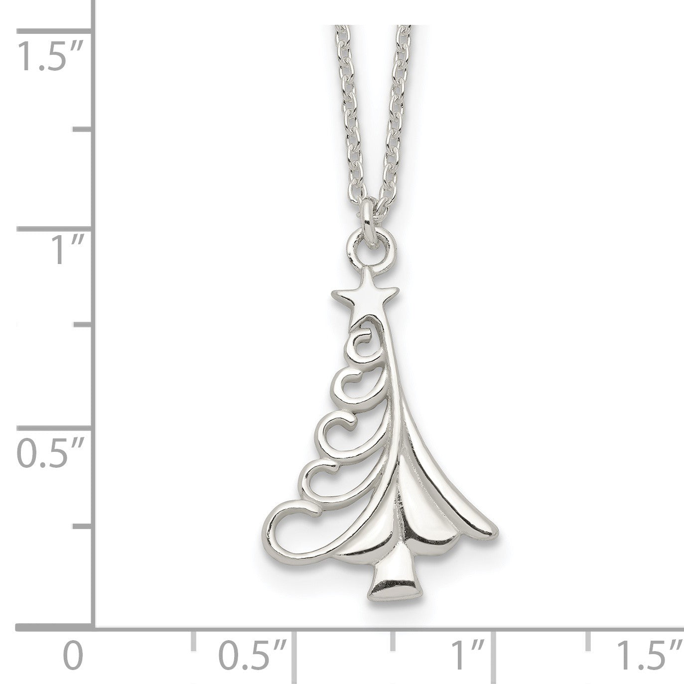 Sterling Silver Polished Christmas Tree Necklace