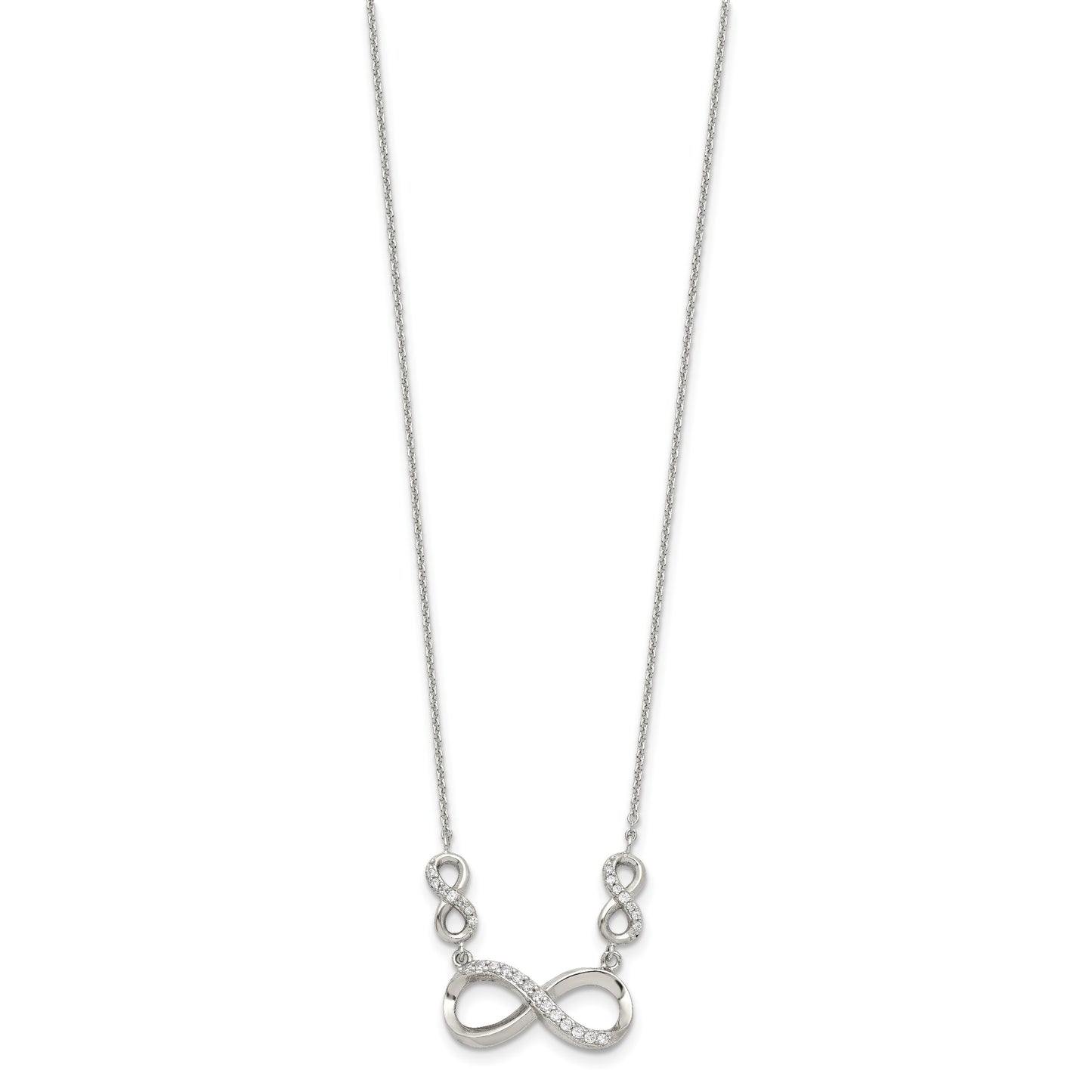 Sterling Silver Rhodium-plated Polished CZ Infinity Symbol Necklace
