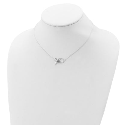 Sterling Silver Polished  XO w/2in. Ext. Necklace