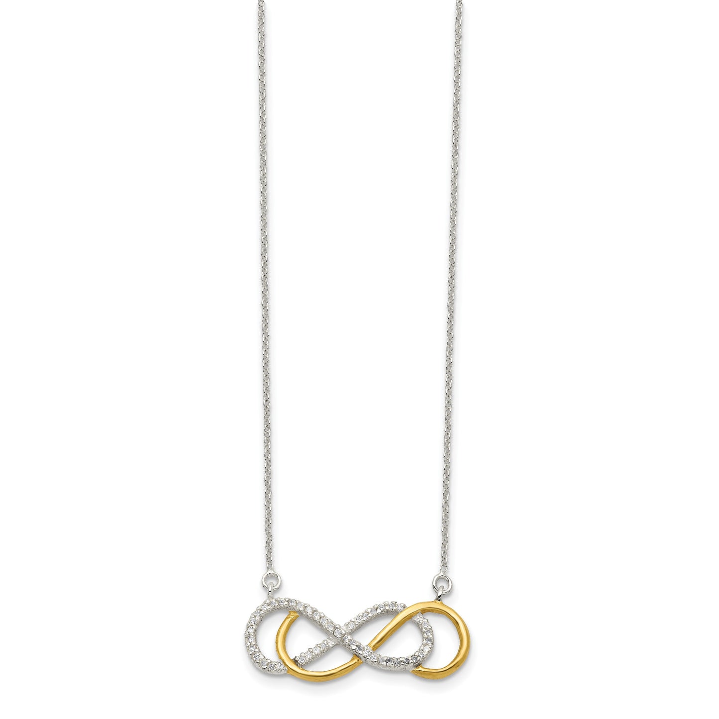 Sterling Silver Flash Gold-plated CZ Infinity Necklace