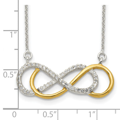 Sterling Silver Flash Gold-plated CZ Infinity Necklace