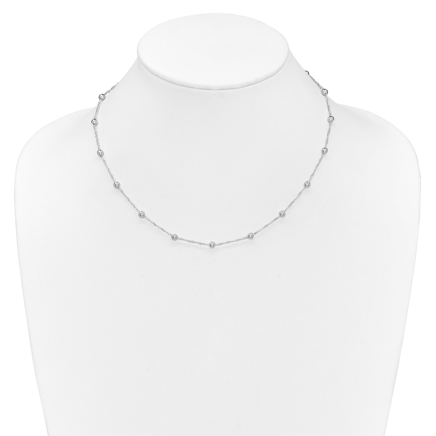 Sterling Silver Polished Beaded 18in Necklace