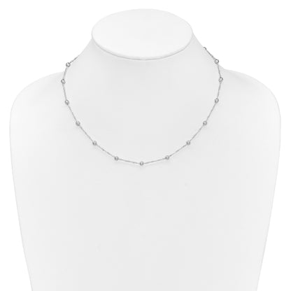Sterling Silver Polished Beaded 18in Necklace