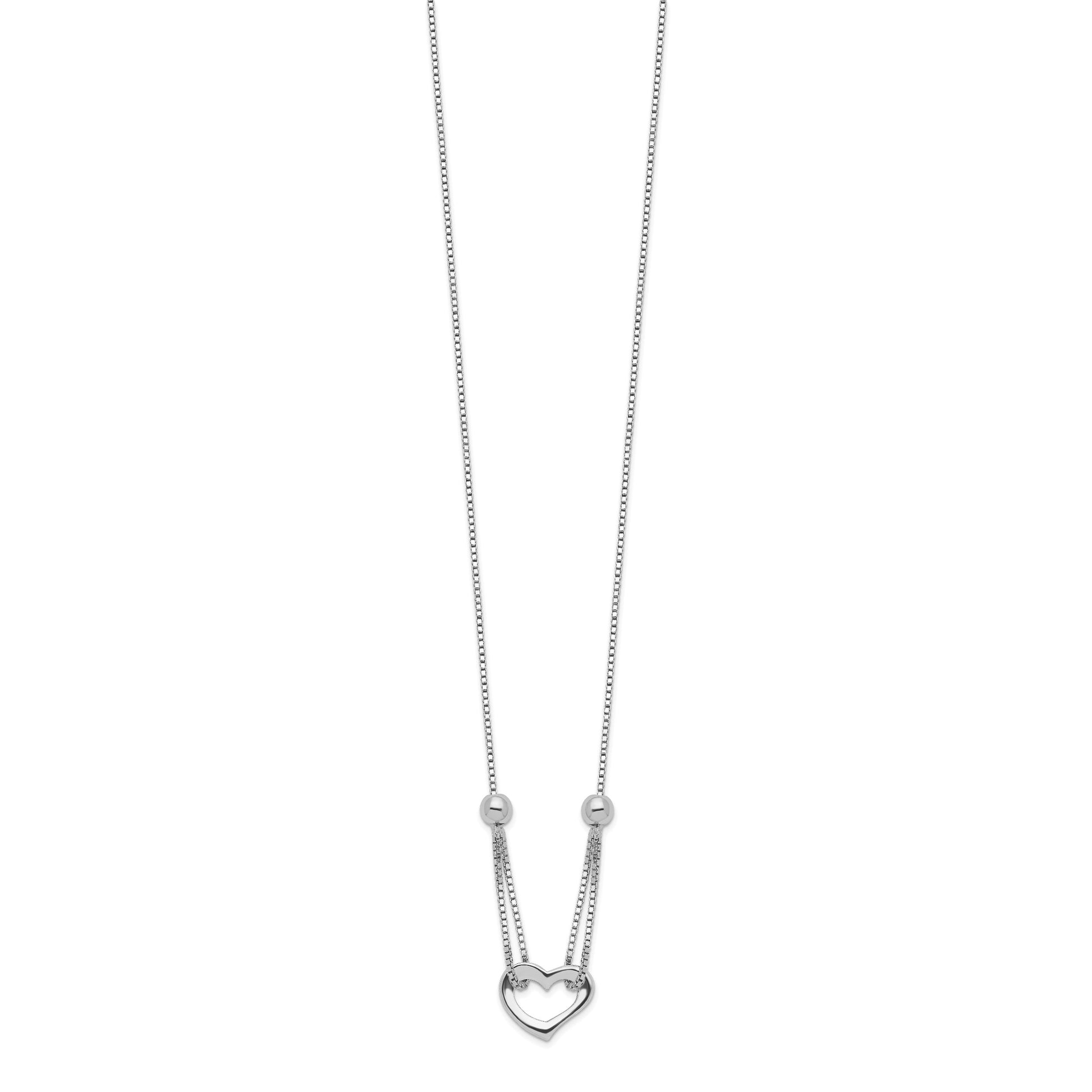Sterling Silver Rhodium-plated Heart w/Box Chain Necklace