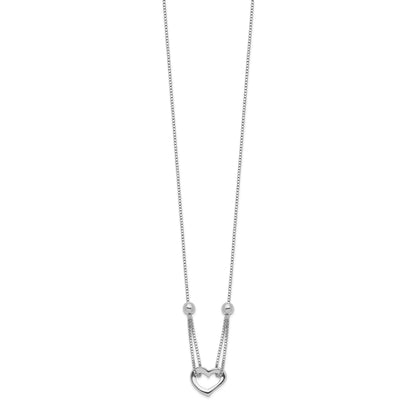 Sterling Silver Rhodium-plated Heart w/Box Chain Necklace