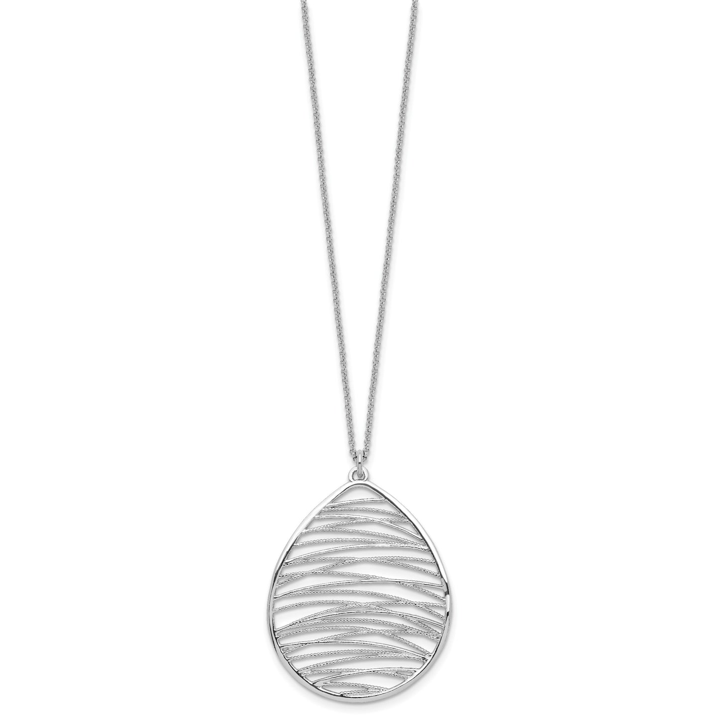 Sterling Silver Rhodium-plated Polished w/ 1.75in Ext. Necklace