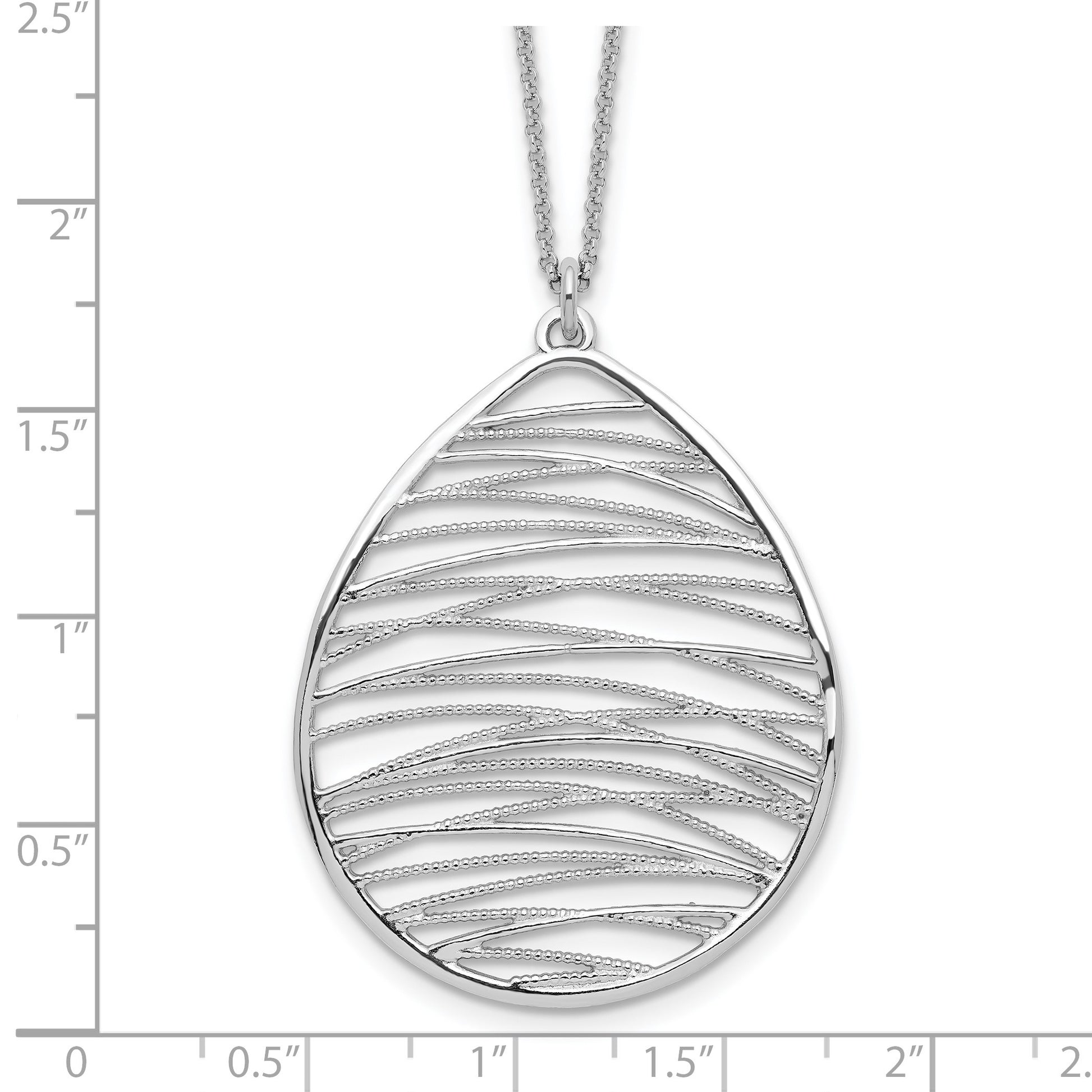 Sterling Silver Rhodium-plated Polished w/ 1.75in Ext. Necklace