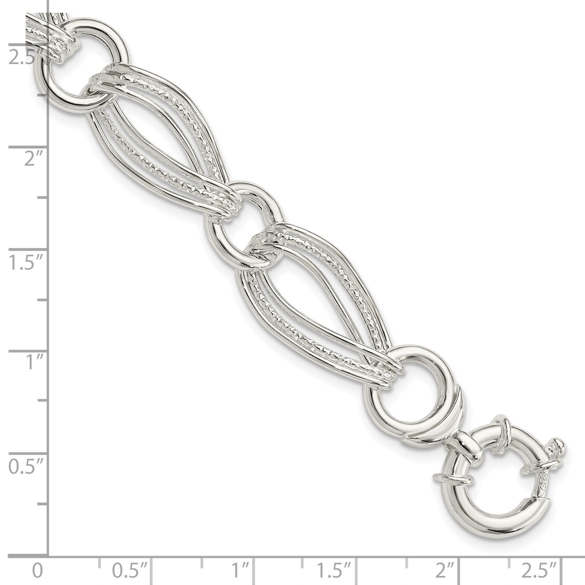 Sterling Silver Polished And Textured Link Bracelet