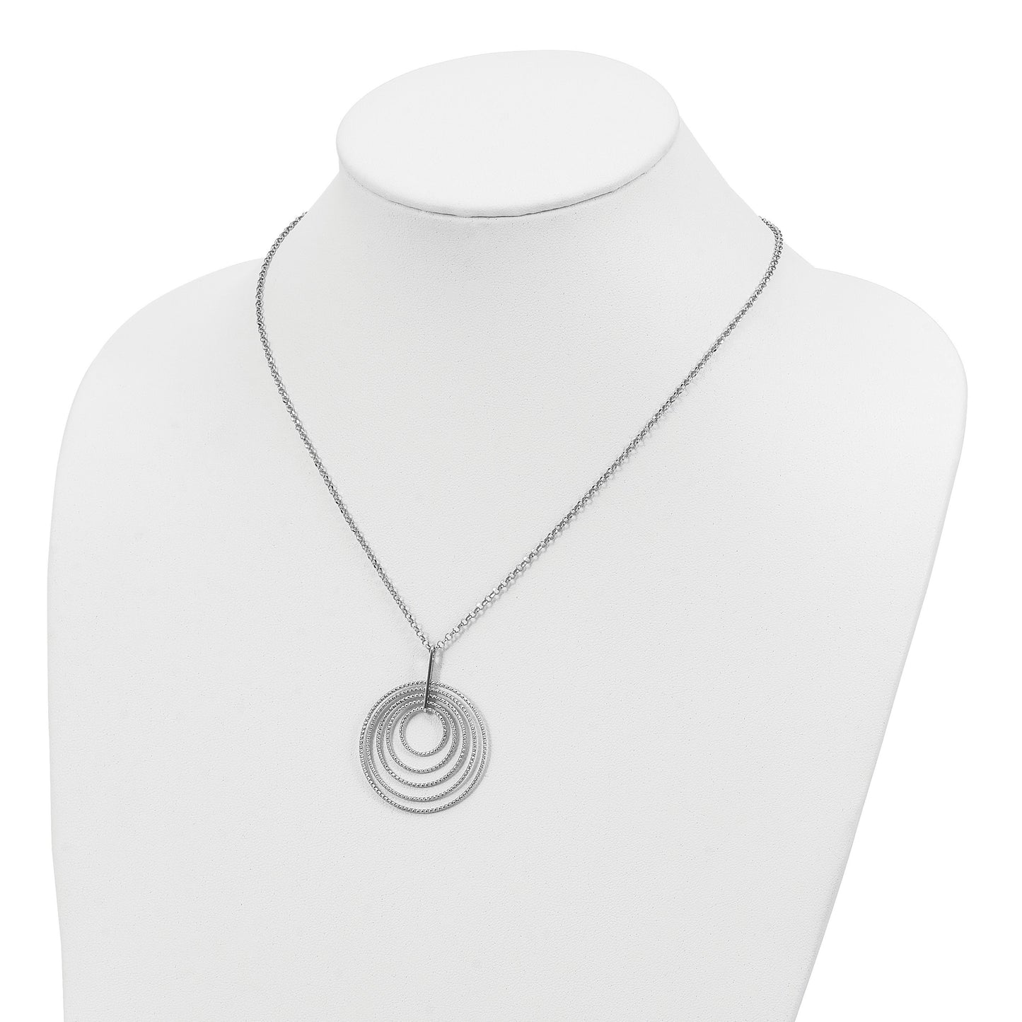 Sterling Silver Rhodium-plated D/C Multi-Circles Necklace