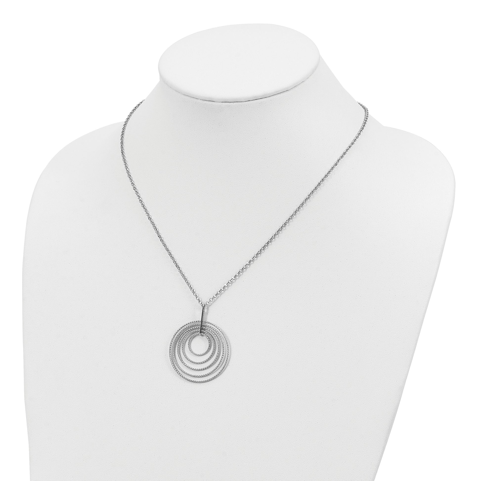 Sterling Silver Rhodium-plated D/C Multi-Circles Necklace