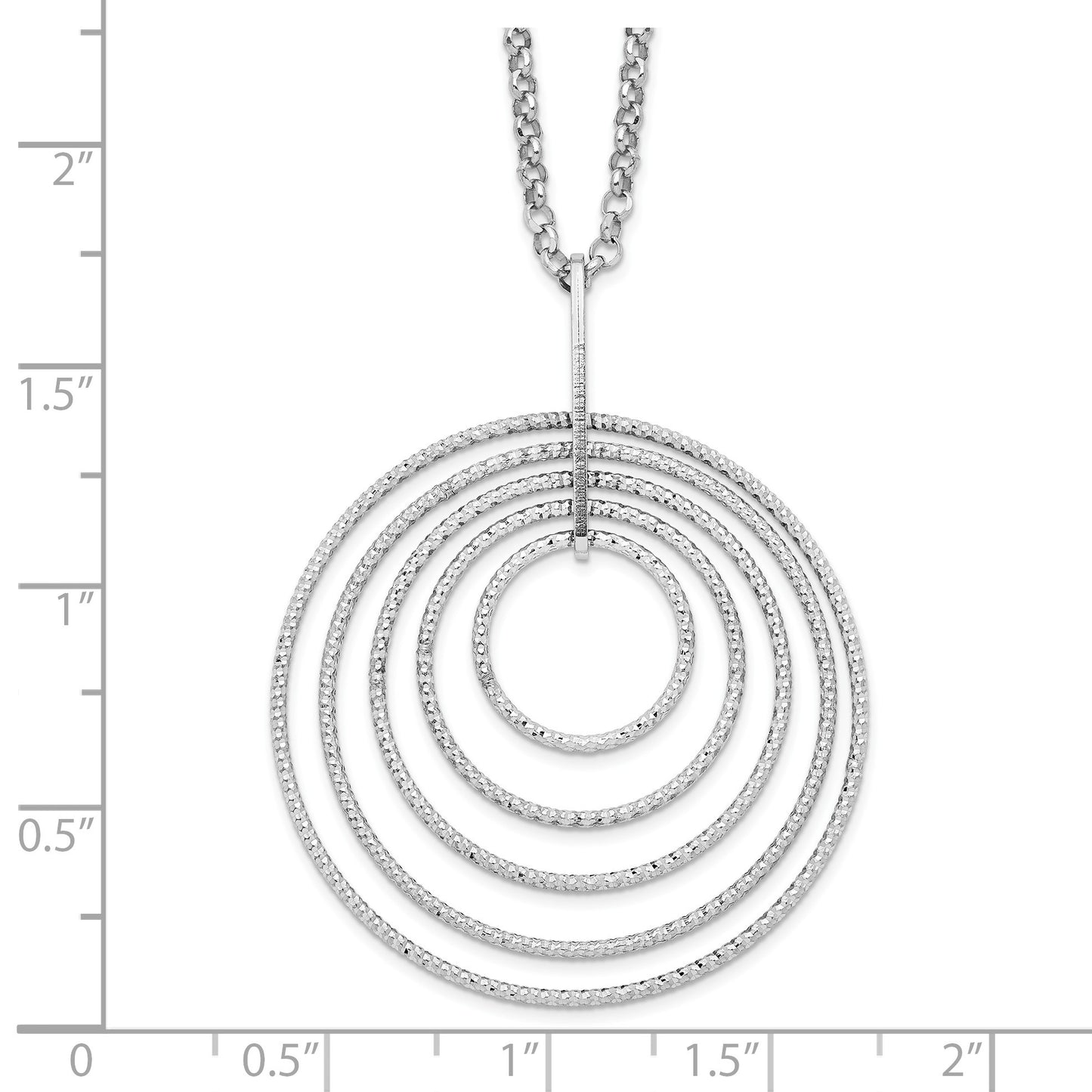 Sterling Silver Rhodium-plated D/C Multi-Circles Necklace