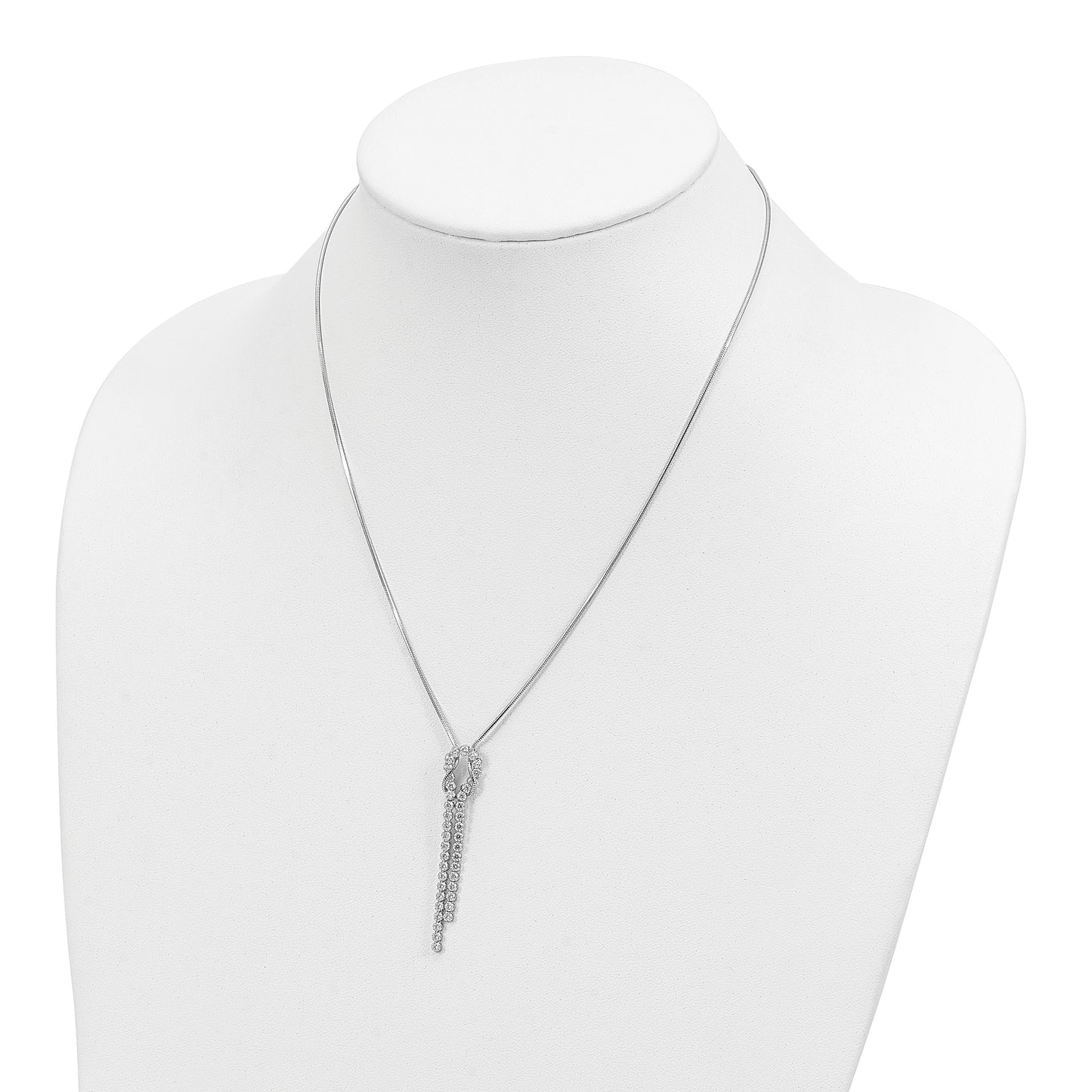 Sterling Silver Rhodium-plated CZ Knotted Snake Chain Necklace