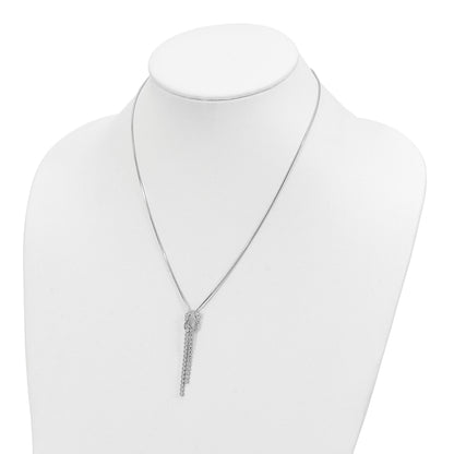Sterling Silver Rhodium-plated CZ Knotted Snake Chain Necklace