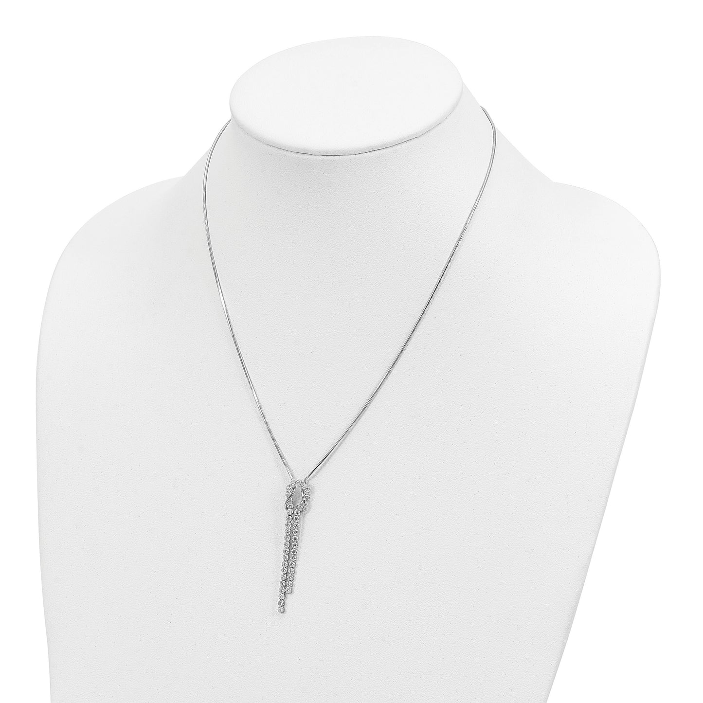 Sterling Silver Rhodium-plated CZ Knotted Snake Chain Necklace