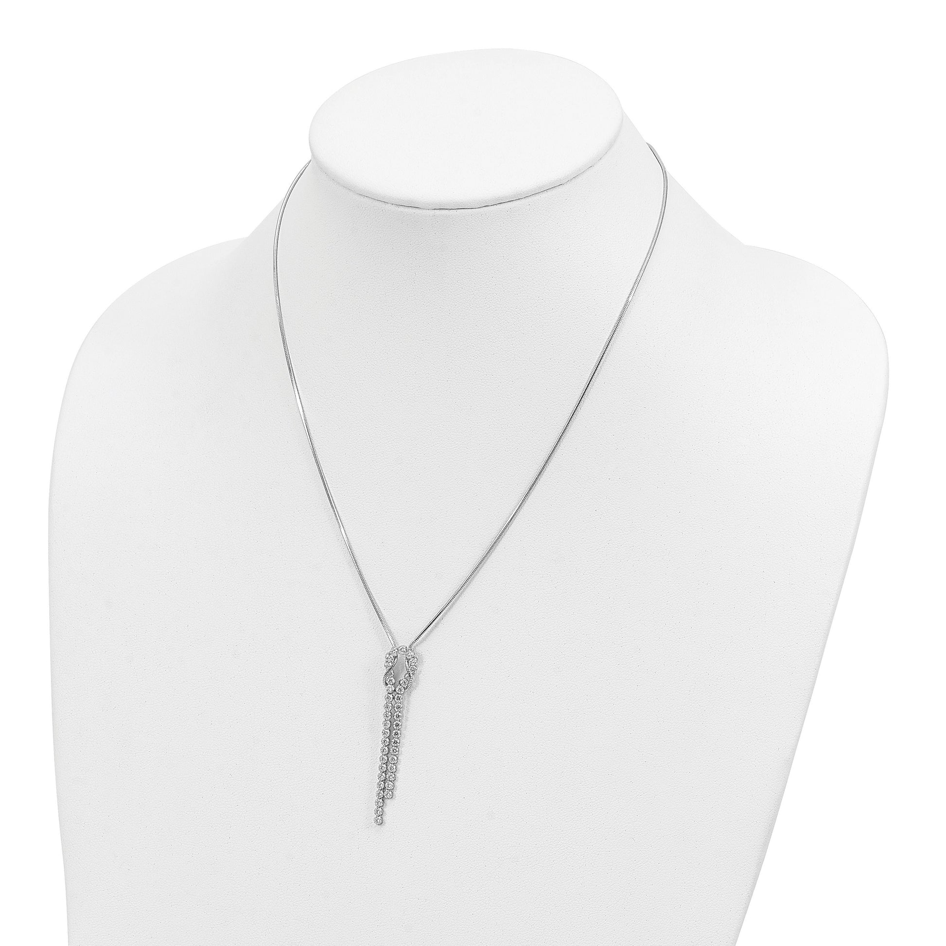Sterling Silver Rhodium-plated CZ Knotted Snake Chain Necklace