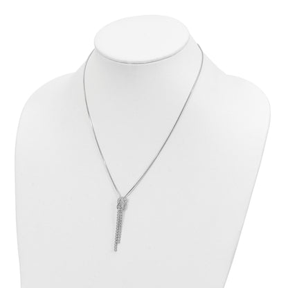 Sterling Silver Rhodium-plated CZ Knotted Snake Chain Necklace
