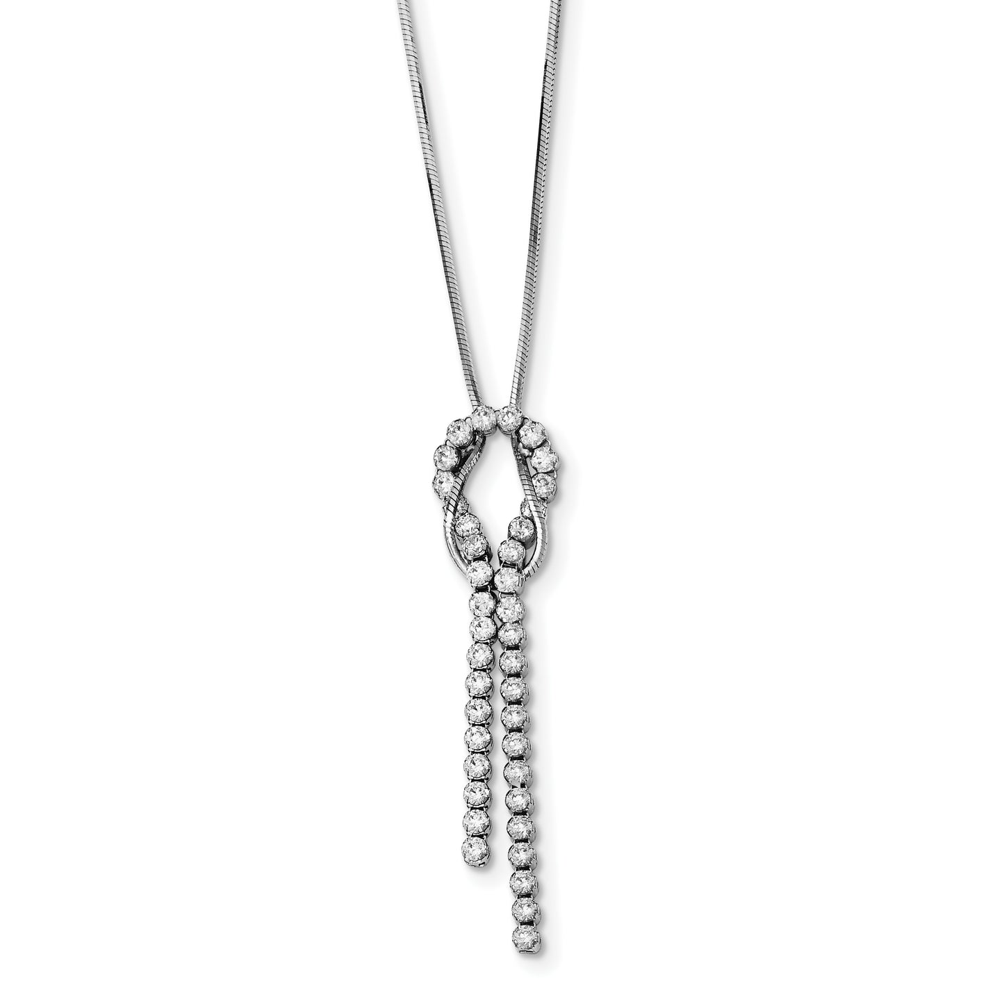 Sterling Silver Rhodium-plated CZ Knotted Snake Chain Necklace