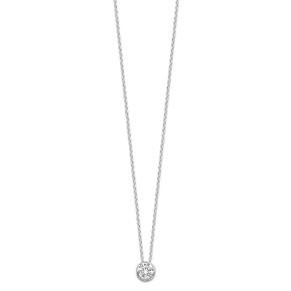 Sterling Silver Rhodium-plated 8mm Bezel CZ Necklace