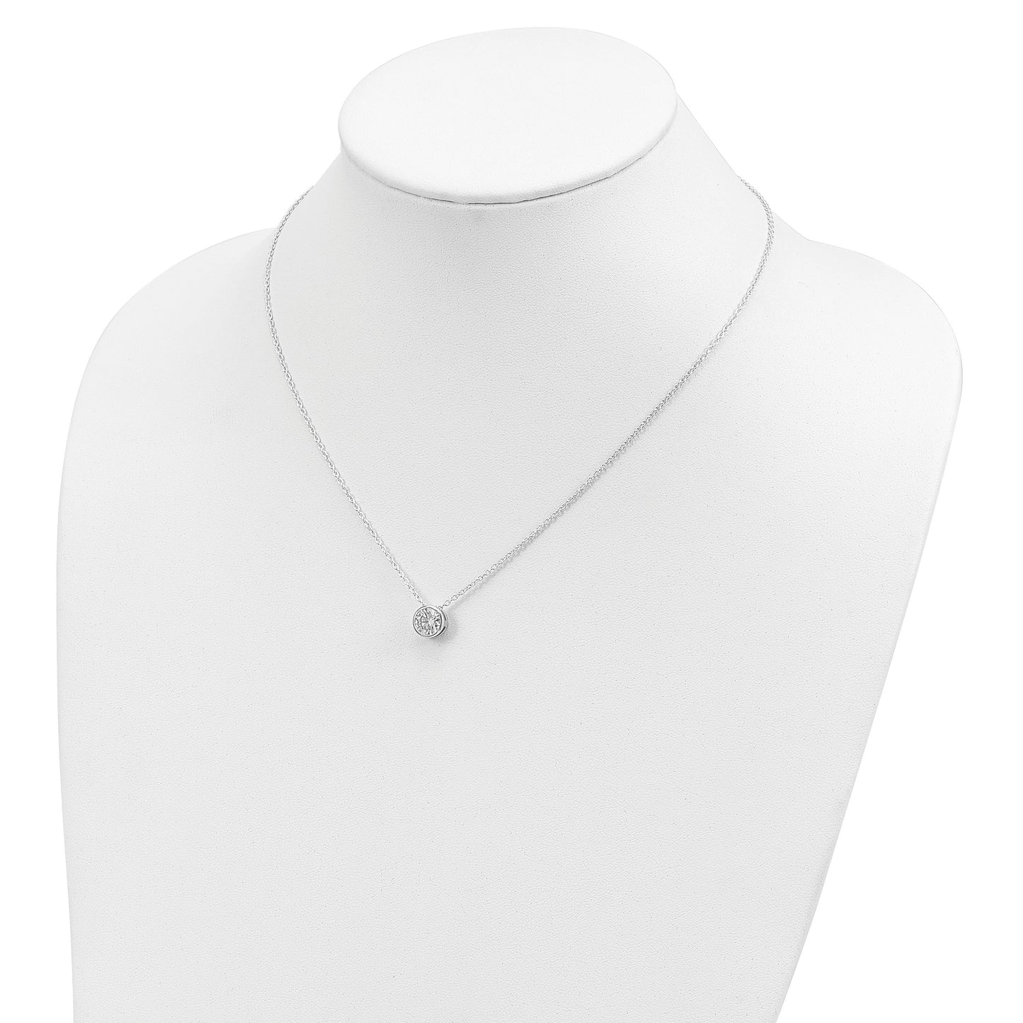 Sterling Silver Rhodium-plated 8mm Bezel CZ Necklace