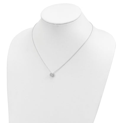Sterling Silver Rhodium-plated 8mm Bezel CZ Necklace