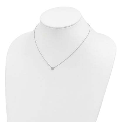 Sterling Silver Rhodium-plated Polished CZ Heart 16 inch Necklace