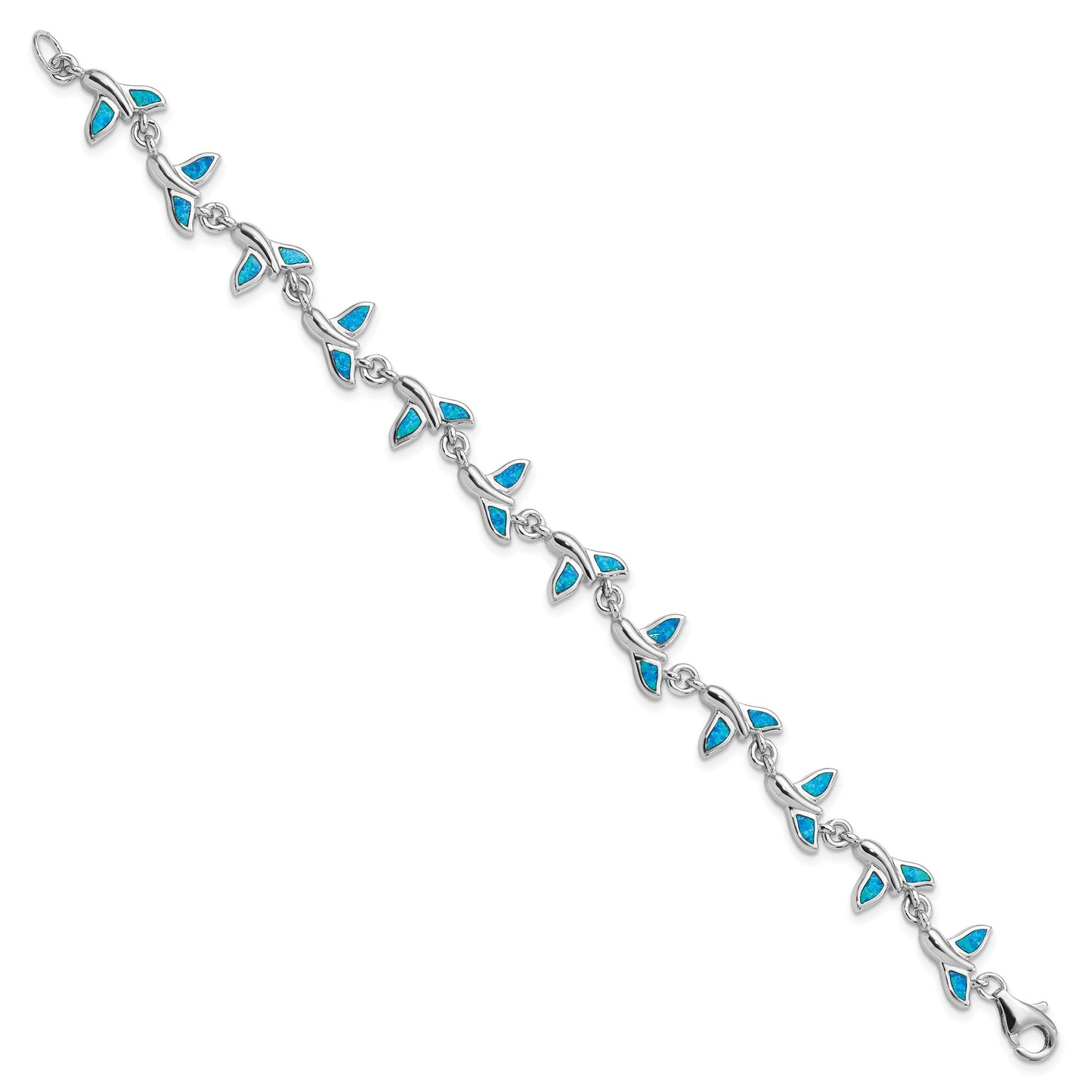 Sterling Silver Rhodium-Plated Whale Tail 7.75 inch Bracelet