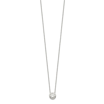 Sterling Silver Polished 9mm Bezel CZ Necklace