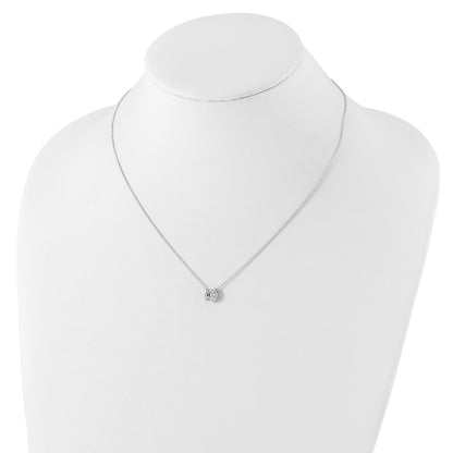 Sterling Silver Polished 9mm Bezel CZ Necklace