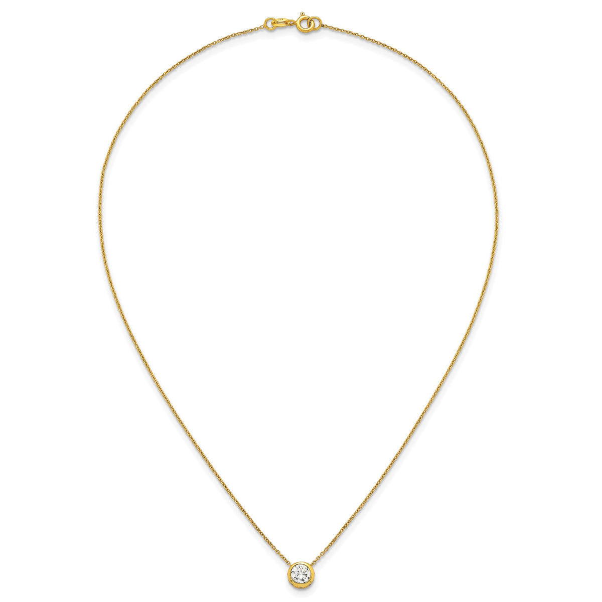 Sterling Silver Gold-tone Polished 8mm White CZ 18 inch Necklace