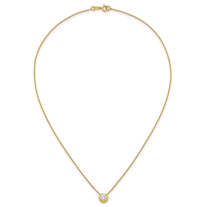 Sterling Silver Gold-tone Polished 8mm White CZ 18 inch Necklace