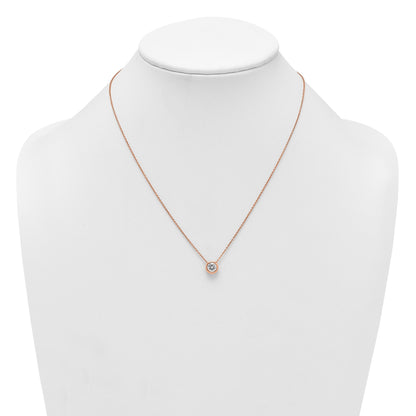 Sterling Silver Rose-tone Polished 8mm White CZ 18 inch Necklace