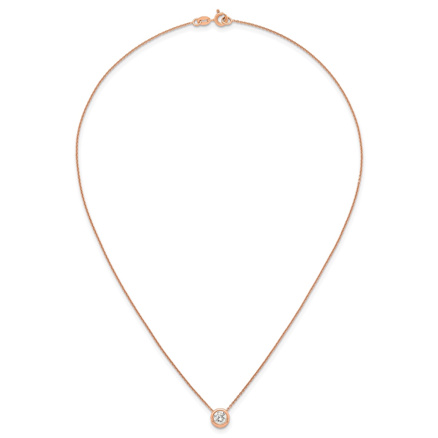 Sterling Silver Rose-tone Polished 8mm White CZ 18 inch Necklace