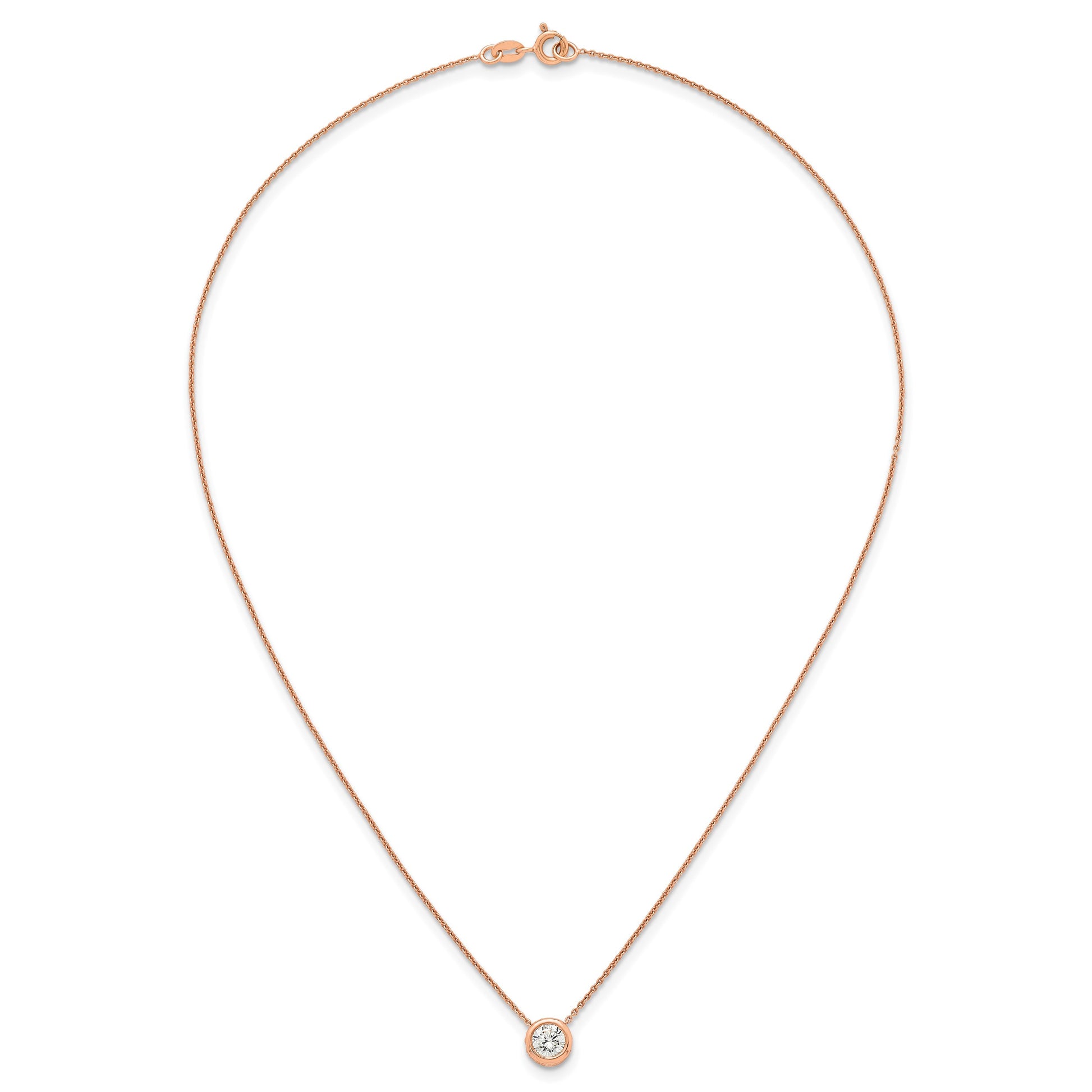 Sterling Silver Rose-tone Polished 8mm White CZ 18 inch Necklace