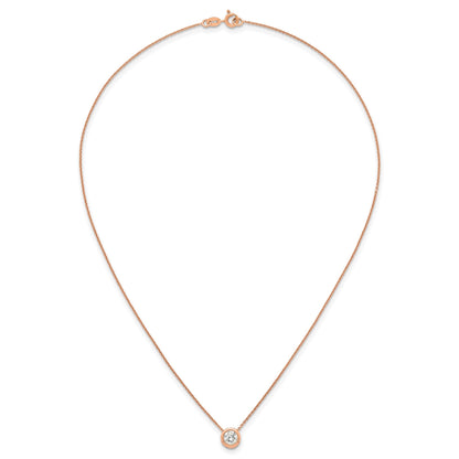 Sterling Silver Rose-tone Polished 8mm White CZ 18 inch Necklace