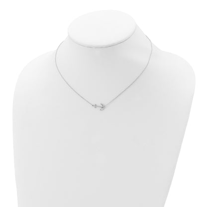 Sterling Silver Rhodium-plated Anchor 16 inch with 2 inch Extension Necklace