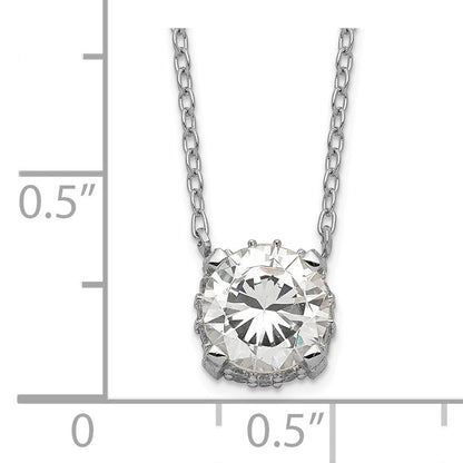 Sterling Silver Rhodium-plated 7mm CZ Necklace