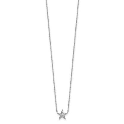 Sterling Silver Rhodium-plated CZ Star Necklace